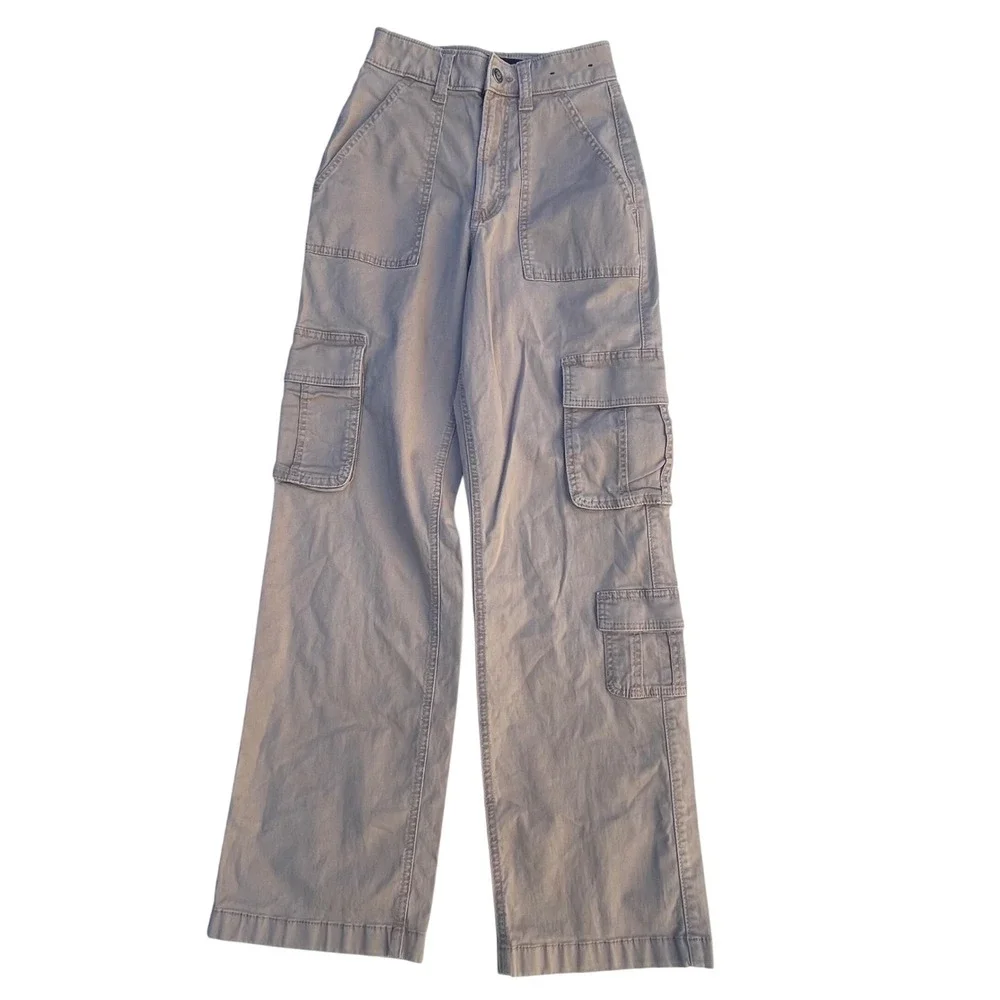 Hollister Pants Women 23R 000R Ultra High-Rise Baggy Wide Leg Khaki Cargo Pants